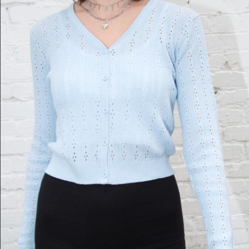 BRAND NEW BRANDY MELVILLE BLUE BUTTON UP SWEATER